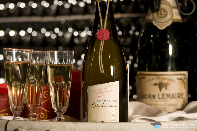 Photographie publicitaire d'ambiance pour le Champagne Eric Lemaire à Damery, Marne, Champagne-Ardennes, France 